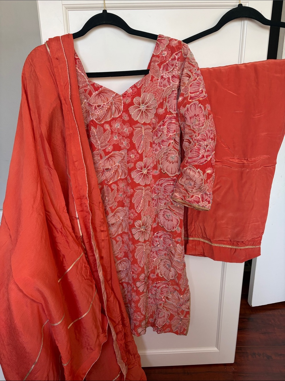 Women's Coral Embroidered Palazzo Pants Set - Stylish Ethnic Wear